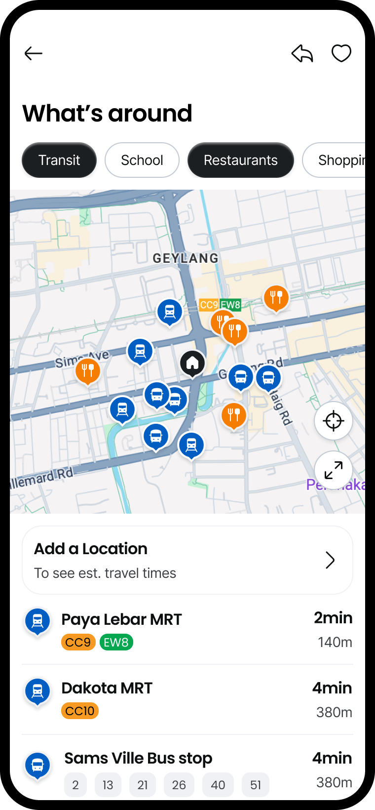 Exploration showing full list below map